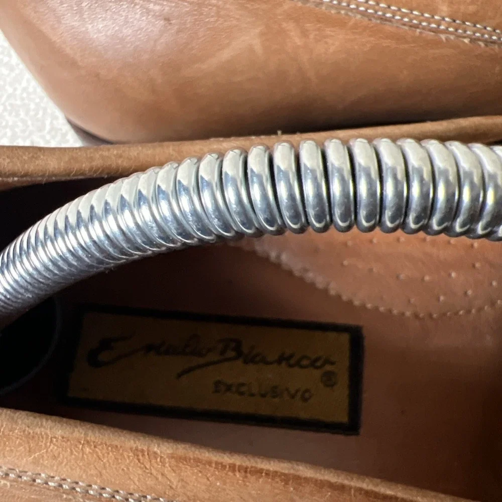 Emilio Bianco Loafers Mens 10‎ Brown Genuine Leather Shoes Stiching